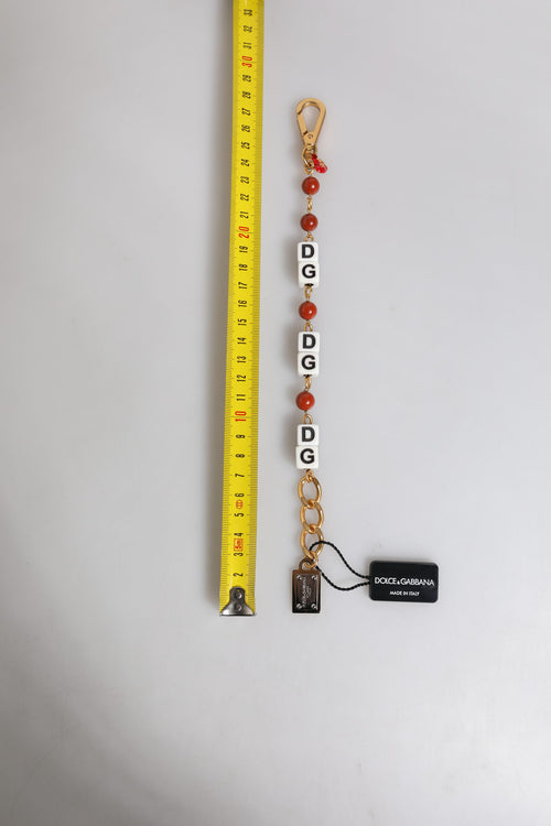 Dolce & Gabbana Multicolor Gold Tone Brass Chain DG Logo Dice Bracelet - ClickThatClicks 