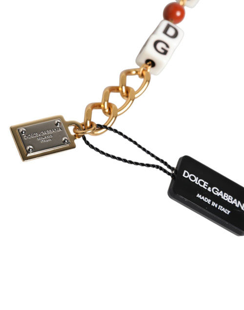 Dolce & Gabbana Multicolor Gold Tone Brass Chain DG Logo Dice Bracelet - ClickThatClicks 