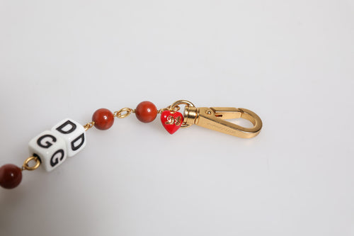 Dolce & Gabbana Multicolor Gold Tone Brass Chain DG Logo Dice Bracelet - ClickThatClicks 