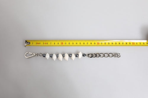 Dolce & Gabbana Silver Tone Brass Beaded Shell DG Logo Pendant Bracelet - ClickThatClicks 