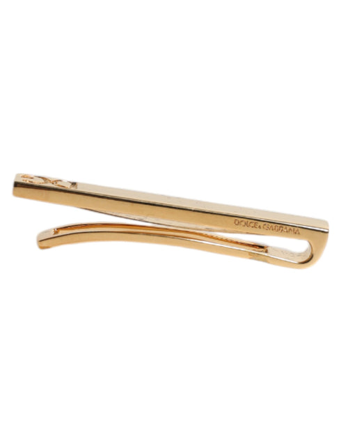 Dolce & Gabbana Gold Tone Brass Logo Branded Tie Clip Bar - ClickThatClicks 