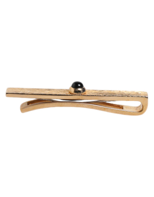 Dolce & Gabbana Black Sapphire Gold Tone Brass Tie Clip Bar - ClickThatClicks 
