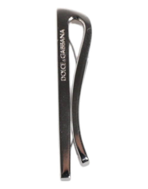 Dolce & Gabbana Silver Tone Brass Logo Branded Tie Clip Bar - ClickThatClicks 