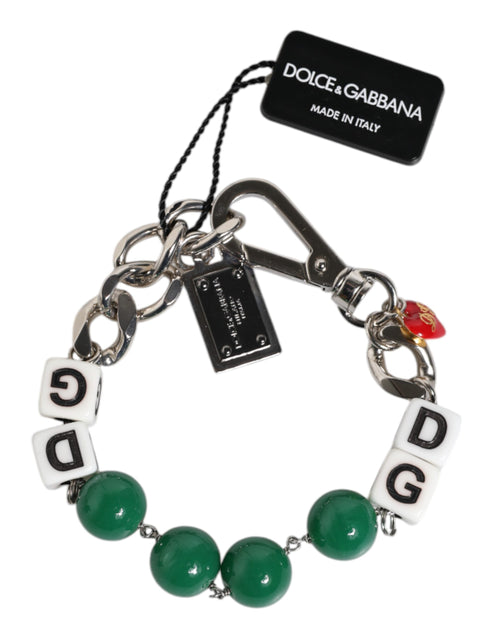Dolce & Gabbana Silver Tone Brass Bead Dice Logo Embellish Charm Bracelet - ClickThatClicks 