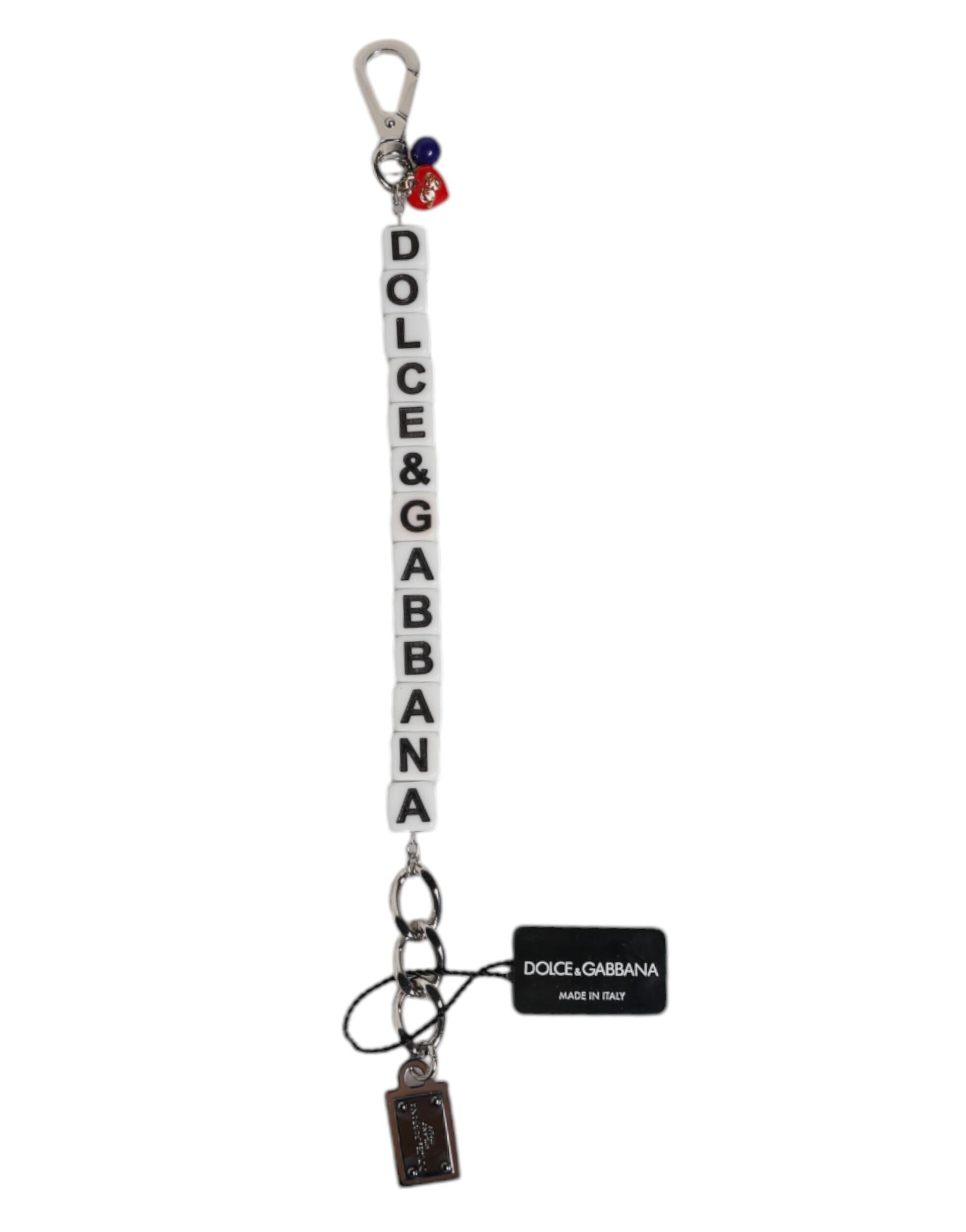 Dolce & Gabbana Silver Brass Chain Dice Logo Embellished Charm Bracelet - ClickThatClicks 