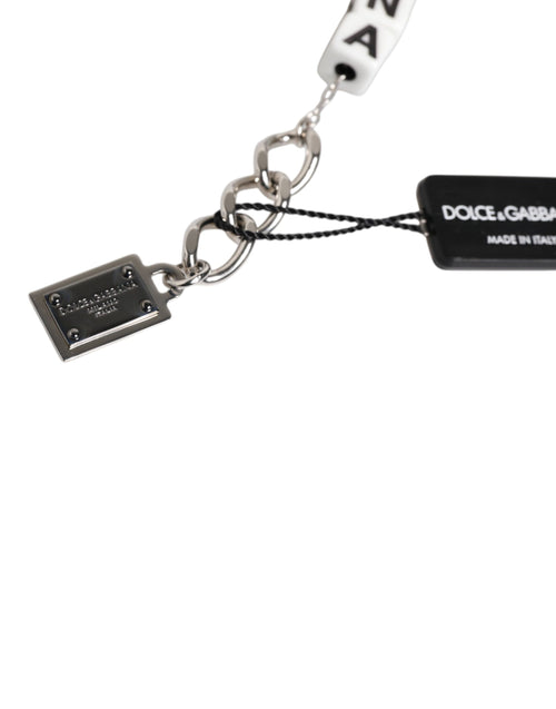Dolce & Gabbana Silver Brass Chain Dice Logo Embellished Charm Bracelet - ClickThatClicks 