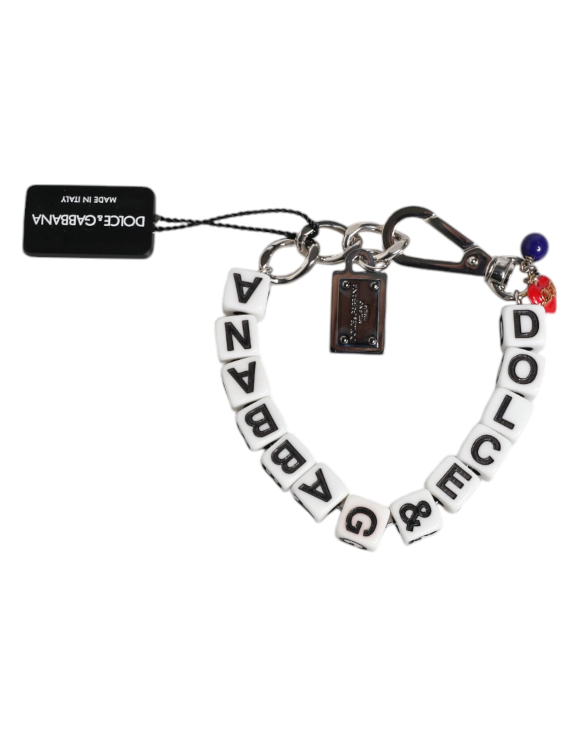 Dolce & Gabbana Silver Brass Chain Dice Logo Embellished Charm Bracelet - ClickThatClicks 
