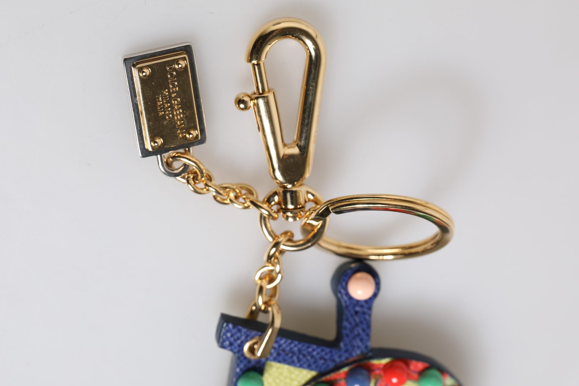 Dolce & Gabbana Multicolor Gold Tone Carretto Keychain Keyring - ClickThatClicks 