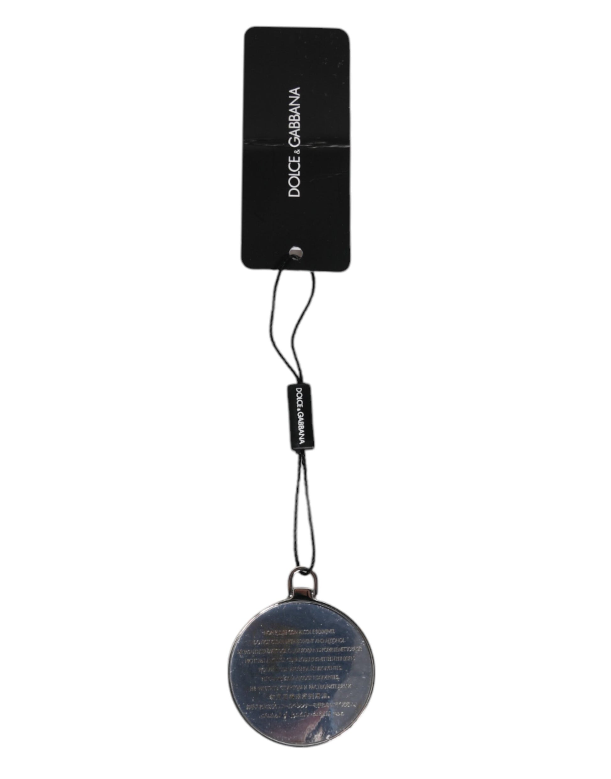Dolce & Gabbana Pink Calfskin Leather Round Logo Hand Mirror Holder - ClickThatClicks 