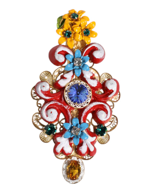 Dolce & Gabbana Multicolor Spring CARRETTO Gold Brass Crystal Hair Clip - ClickThatClicks 