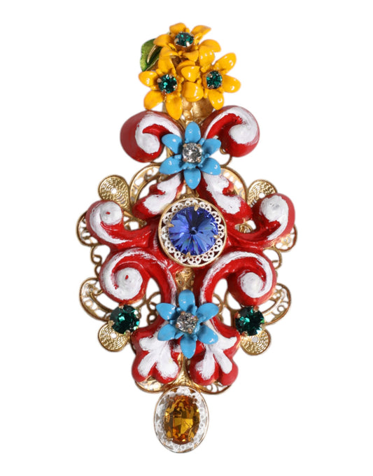 Dolce & Gabbana Multicolor Spring CARRETTO Gold Brass Crystal Hair Clip - ClickThatClicks 