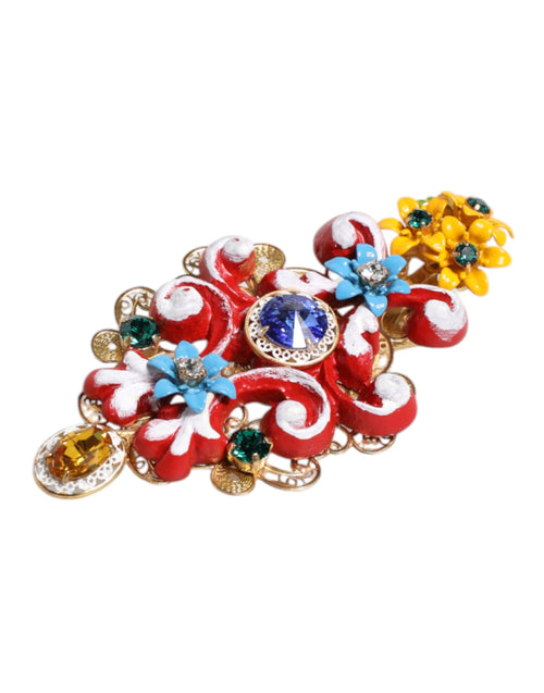 Dolce & Gabbana Multicolor Spring CARRETTO Gold Brass Crystal Hair Clip - ClickThatClicks 