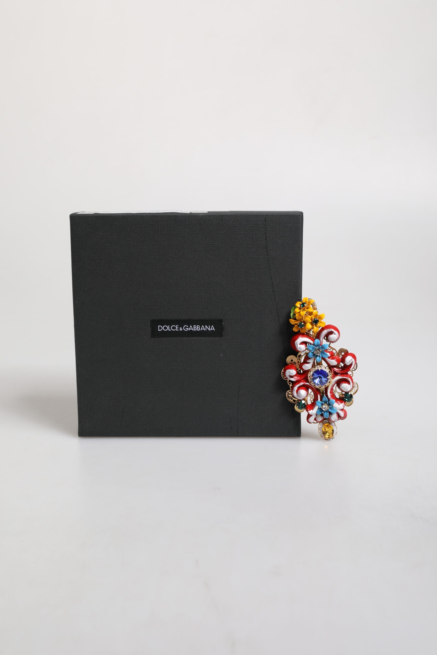 Dolce & Gabbana Multicolor Spring CARRETTO Gold Brass Crystal Hair Clip - ClickThatClicks 