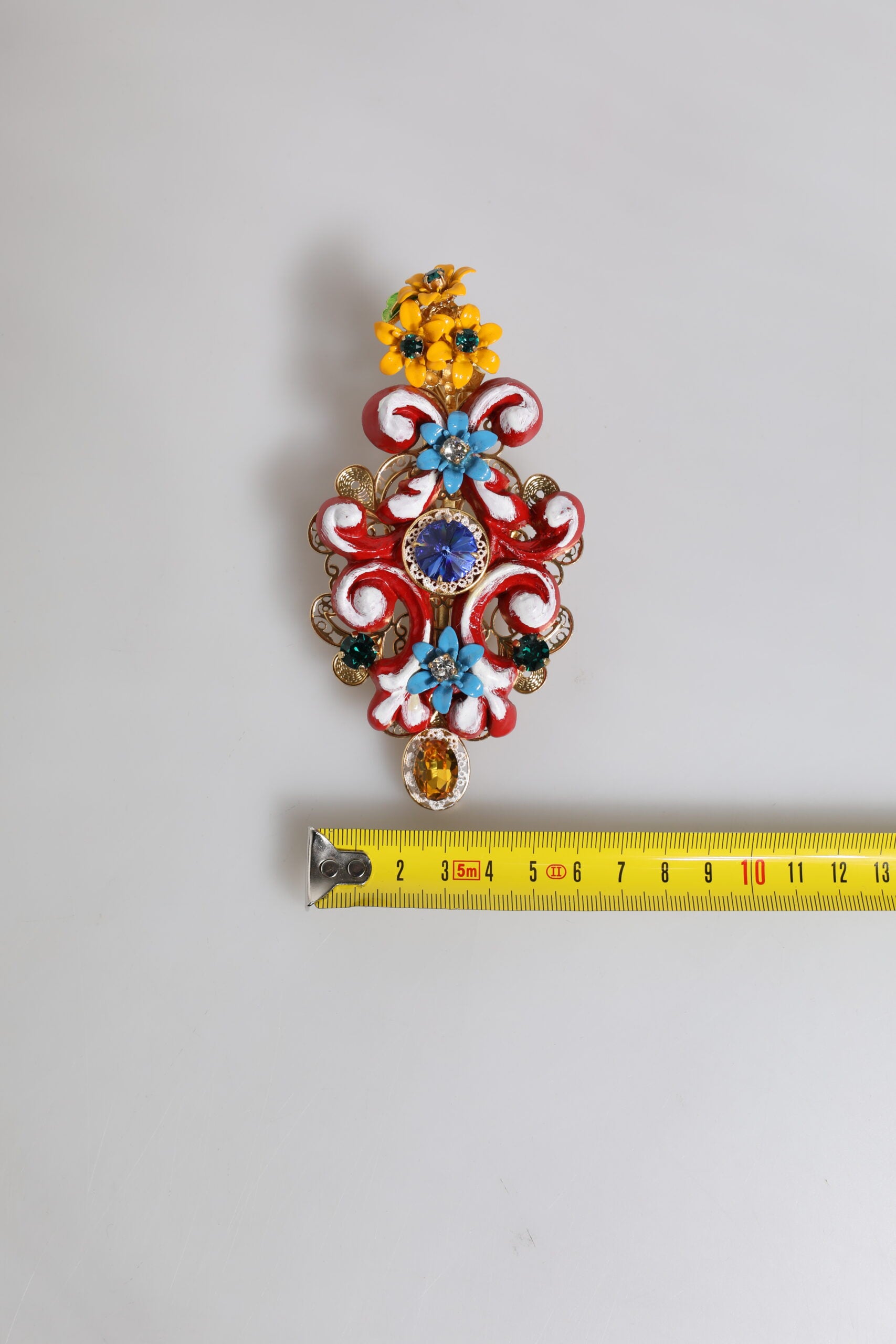 Dolce & Gabbana Multicolor Spring CARRETTO Gold Brass Crystal Hair Clip - ClickThatClicks 