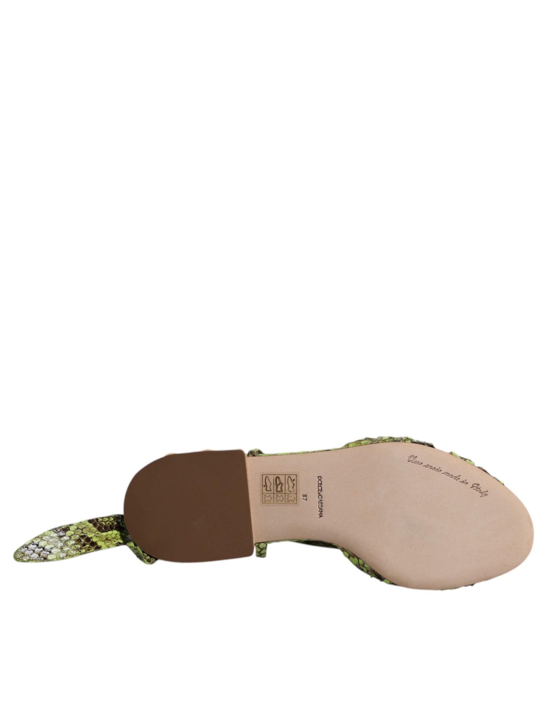 Dolce & Gabbana Green Animal Print Ankle Wrap Sandals Shoes - ClickThatClicks 