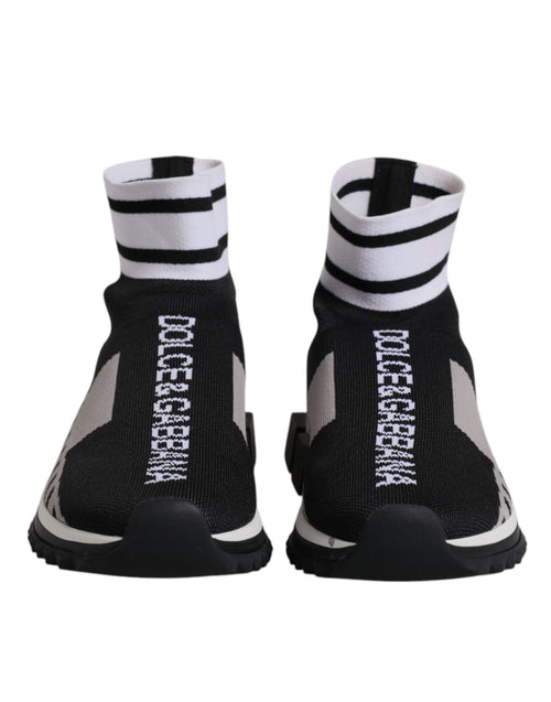 Dolce & Gabbana Black Gray Sorrento Socks Women Sneakers Shoes - ClickThatClicks 