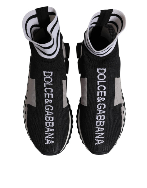 Dolce & Gabbana Black Gray Sorrento Socks Women Sneakers Shoes - ClickThatClicks 