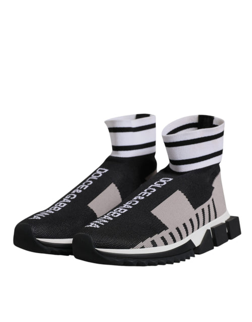 Dolce & Gabbana Black Gray Sorrento Socks Women Sneakers Shoes - ClickThatClicks 