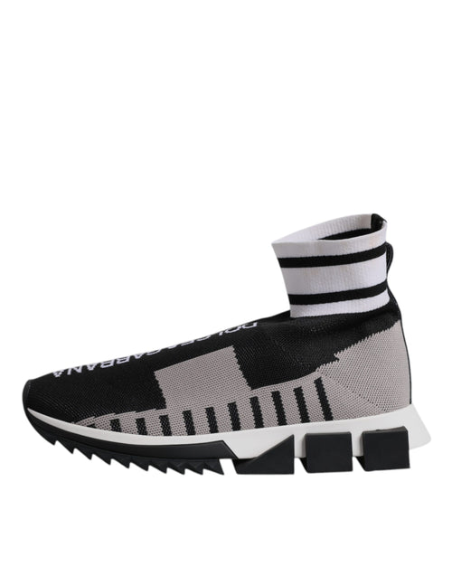Dolce & Gabbana Black Gray Sorrento Socks Women Sneakers Shoes - ClickThatClicks 