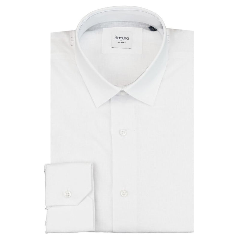 Bagutta White Linen Men Shirt