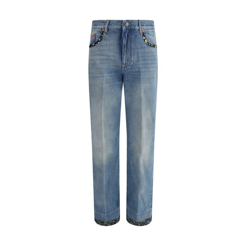 Valentino Blue Cotton Straight-Leg Jeans