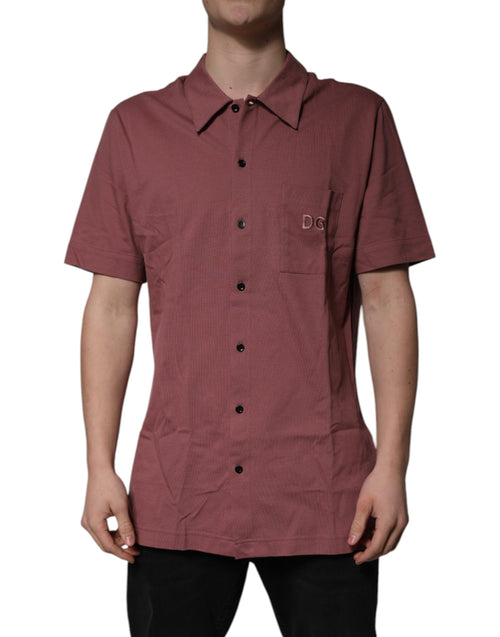 Dolce & Gabbana Dark Pink Button Down Casual Polo Men Shirt - ClickThatClicks 