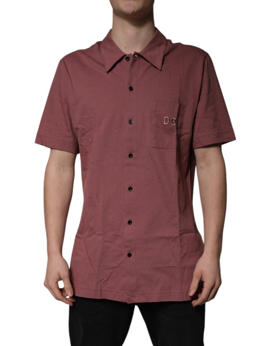 Dolce & Gabbana Dark Pink Button Down Casual Polo Men Shirt - ClickThatClicks 