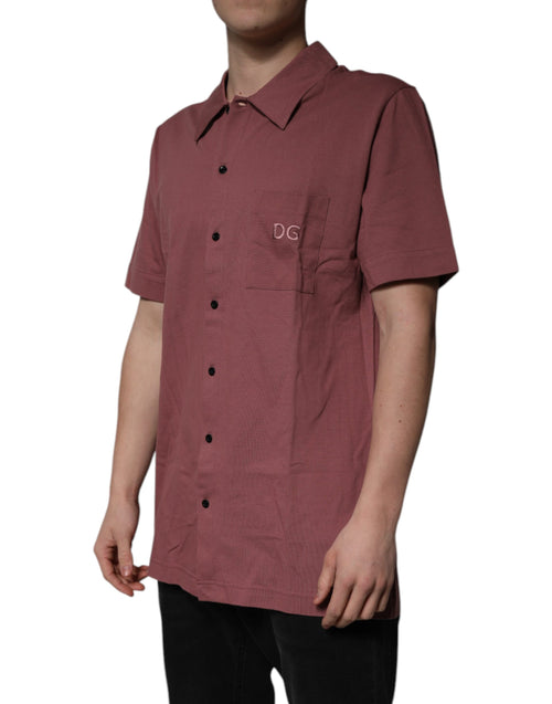 Dolce & Gabbana Dark Pink Button Down Casual Polo Men Shirt - ClickThatClicks 