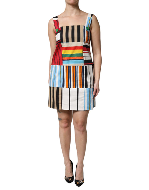 Dolce & Gabbana Multicolor Cotton Stripe Sleeveless Dress - ClickThatClicks 