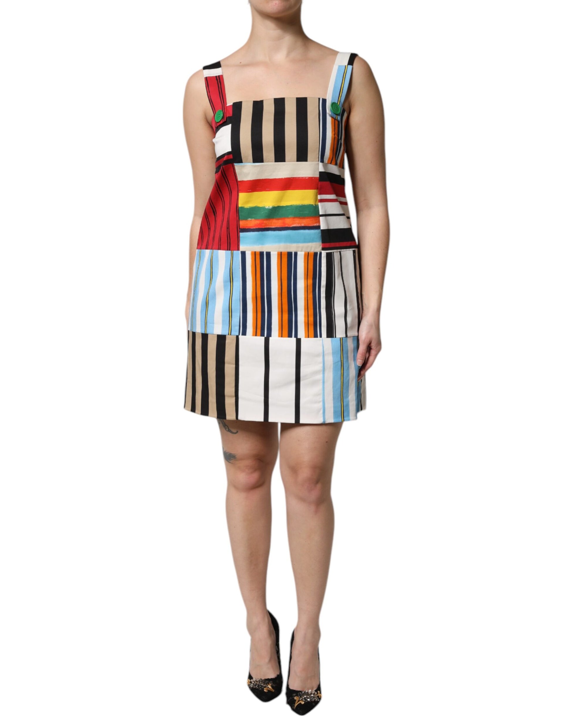 Dolce & Gabbana Multicolor Cotton Stripe Sleeveless Dress - ClickThatClicks 