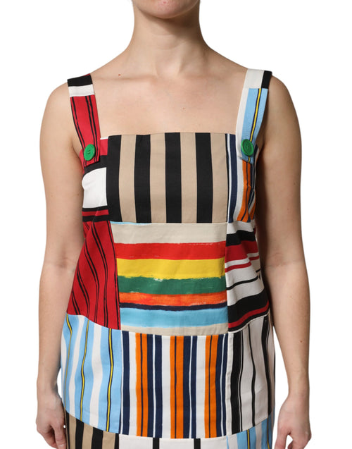 Dolce & Gabbana Multicolor Cotton Stripe Sleeveless Dress - ClickThatClicks 