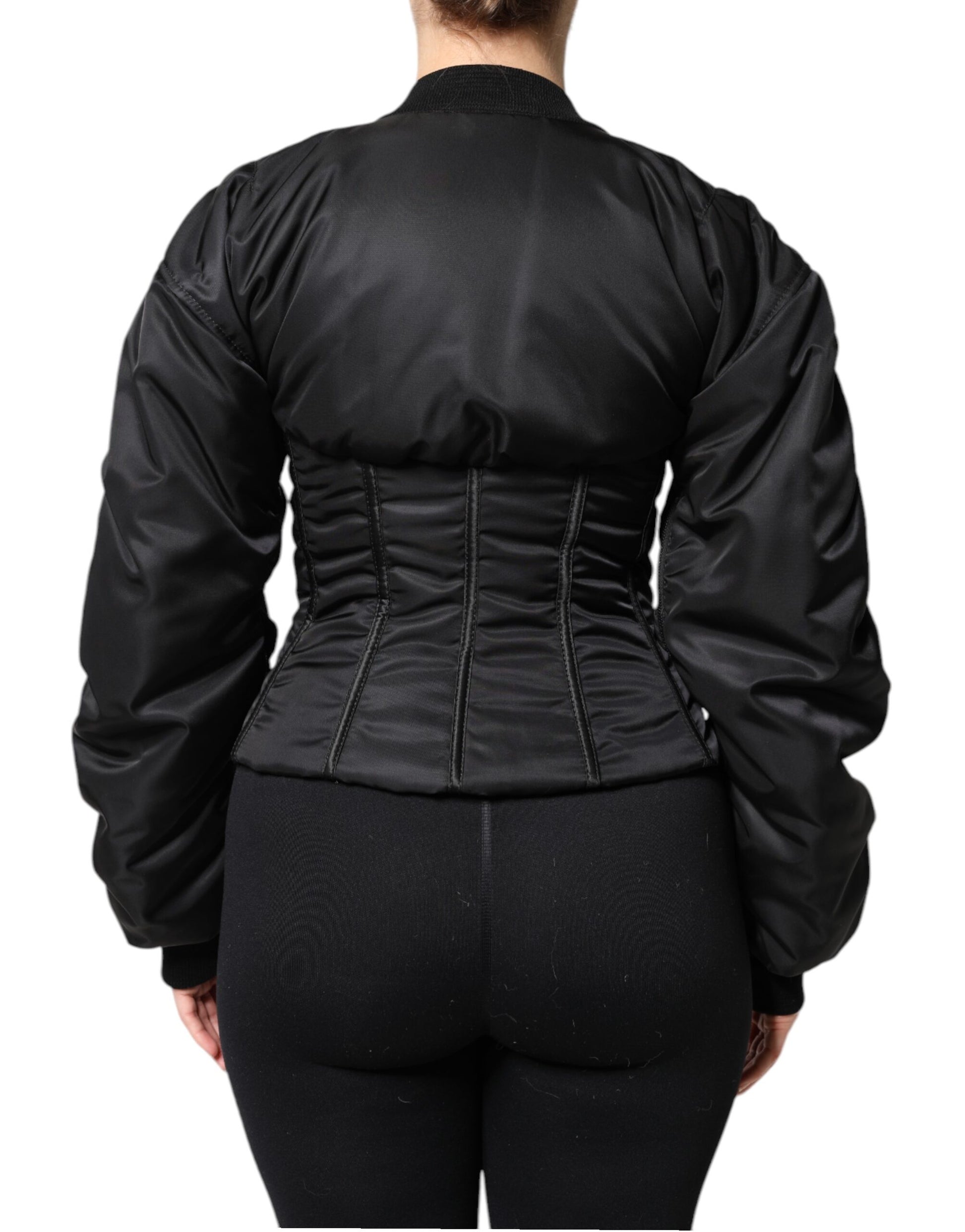 Dolce & Gabbana Black Nylon Full Zip Bustier Corset Jacket - ClickThatClicks 