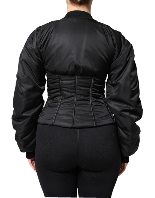 Dolce & Gabbana Black Nylon Full Zip Bustier Corset Jacket - ClickThatClicks 