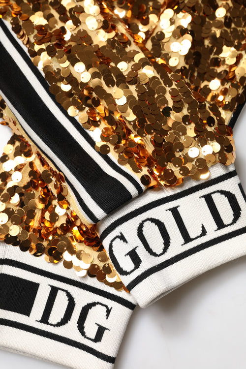 Dolce & Gabbana Metallic Gold DG Logo Sequined Jogger Pants - ClickThatClicks 