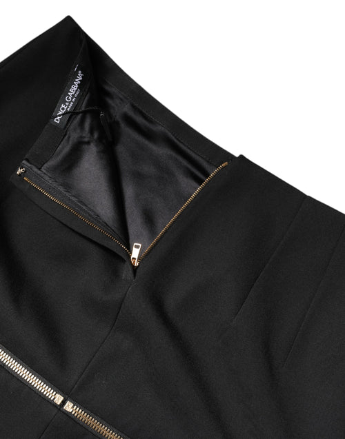 Dolce & Gabbana Black Virgin Wool High Waisted Mini Skirt - ClickThatClicks 