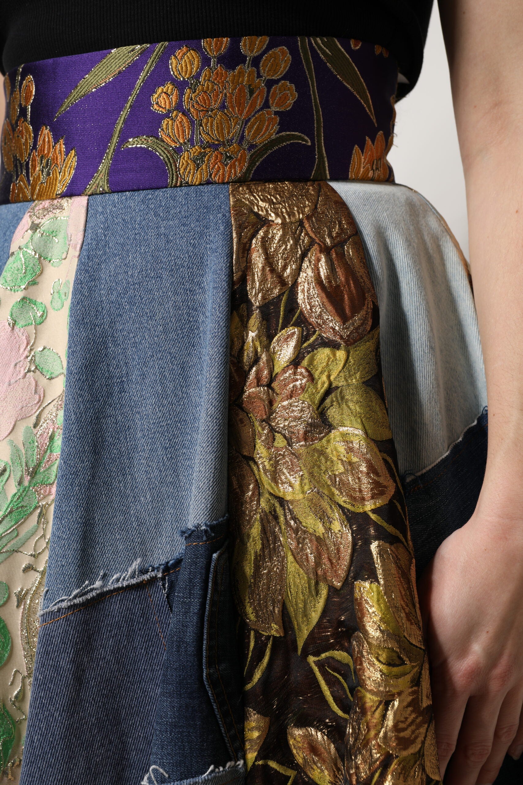 Dolce & Gabbana Multicolor Patchwork High Waisted Midi Skirt - ClickThatClicks 