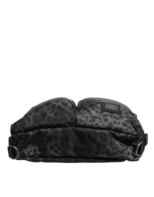 Dolce & Gabbana Black Gray Leopard DG Logo Belt Waist Fanny Pack Bag - ClickThatClicks 