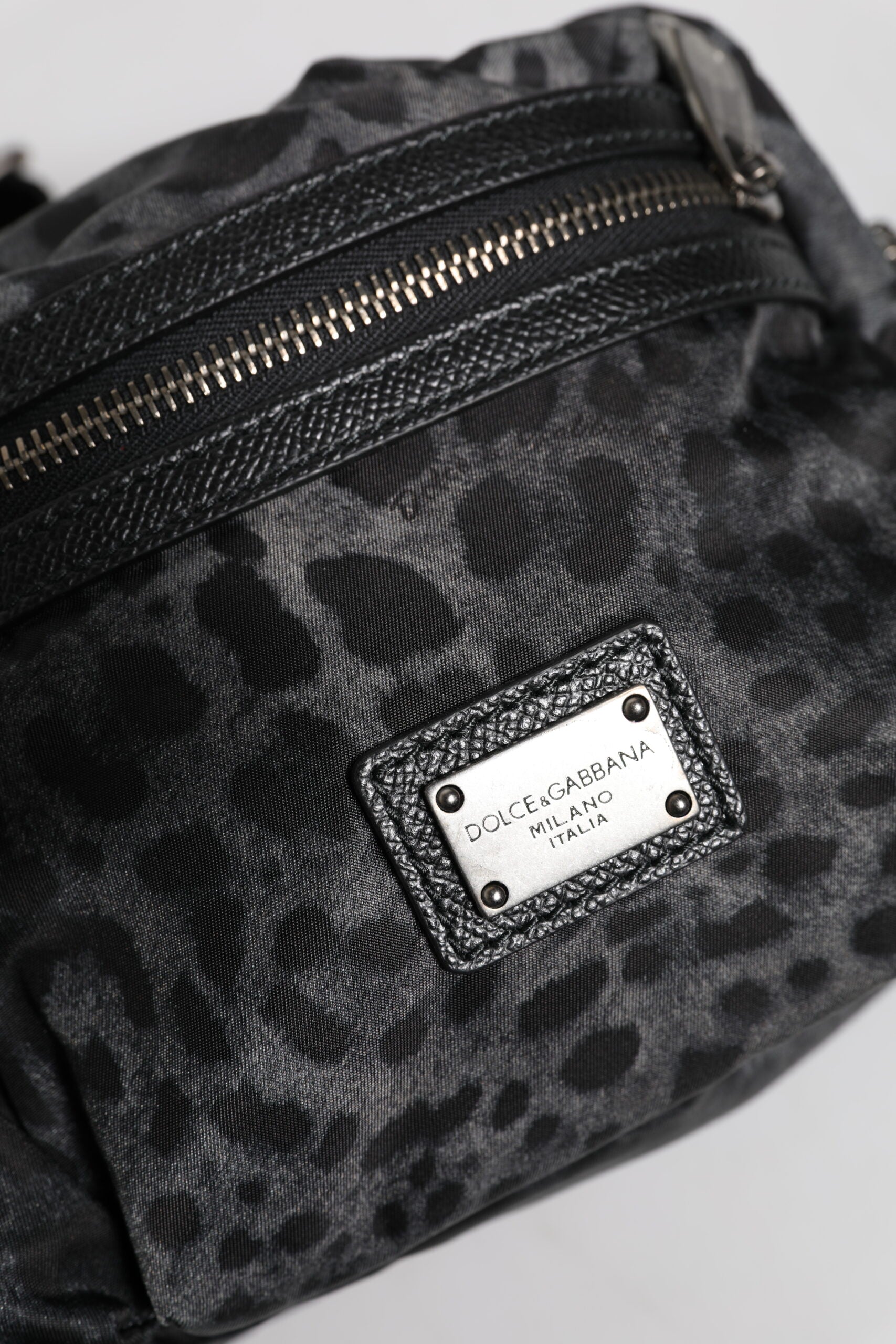 Dolce & Gabbana Black Gray Leopard DG Logo Belt Waist Fanny Pack Bag - ClickThatClicks 