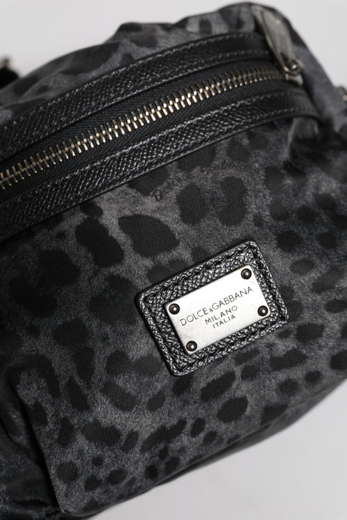 Dolce & Gabbana Black Gray Leopard DG Logo Belt Waist Fanny Pack Bag - ClickThatClicks 