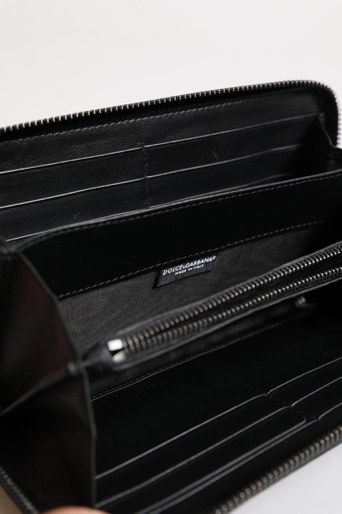Dolce & Gabbana Black Blue Exotic Leather Embossed Continental Wallet - ClickThatClicks 