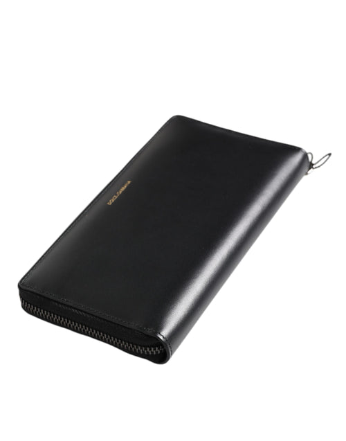 Dolce & Gabbana Black Blue Exotic Leather Embossed Continental Wallet - ClickThatClicks 