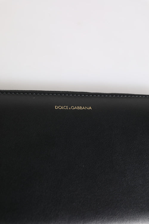 Dolce & Gabbana Black Blue Exotic Leather Embossed Continental Wallet - ClickThatClicks 