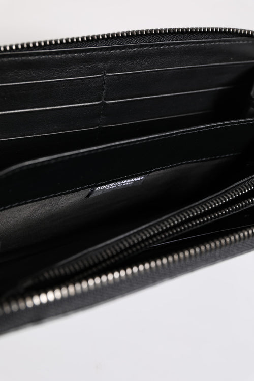 Dolce & Gabbana Black Blue Exotic Leather Embossed Continental Wallet - ClickThatClicks 