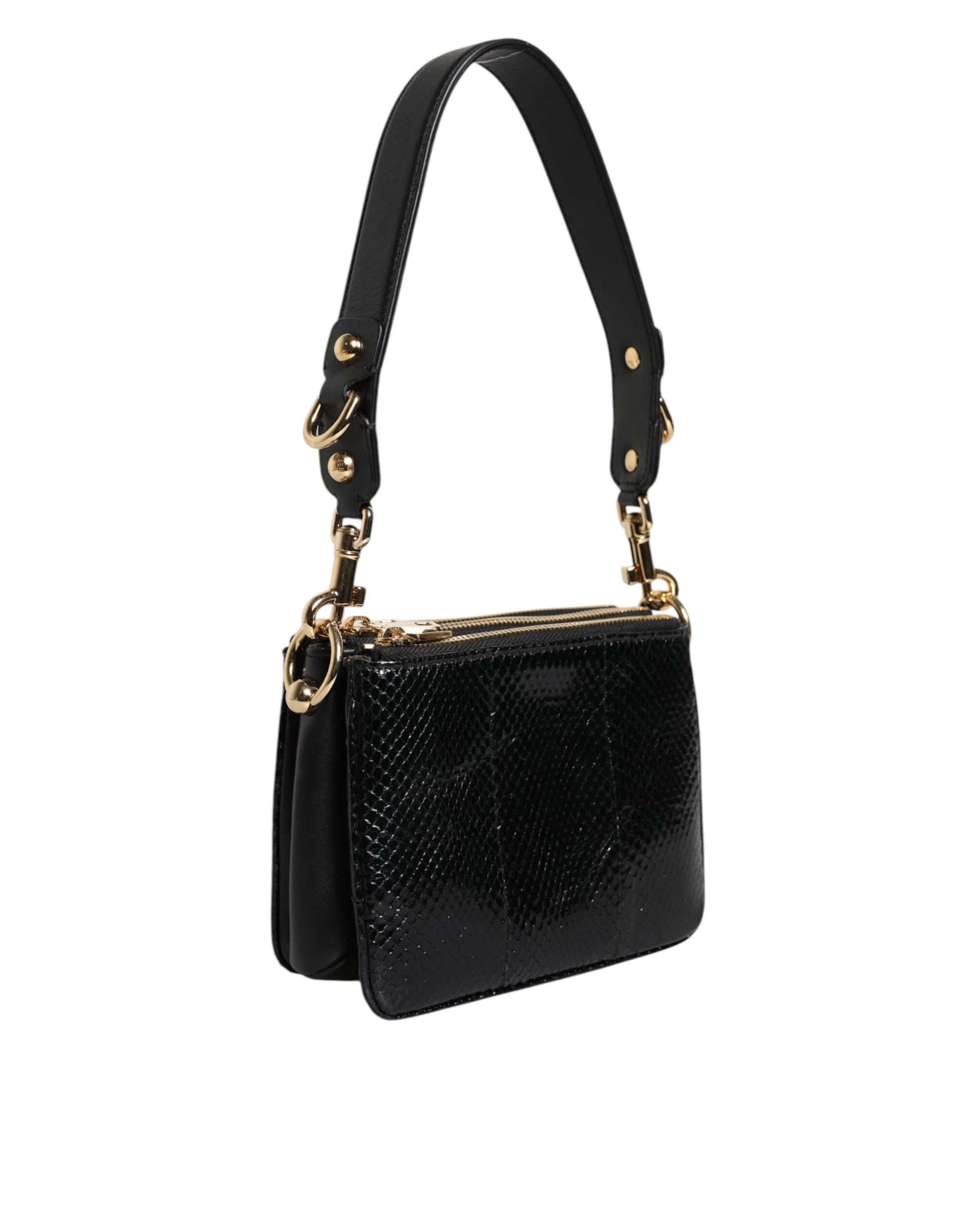Dolce & Gabbana Black Exotic Leather Shoulder Sling Clutch Bag - ClickThatClicks 