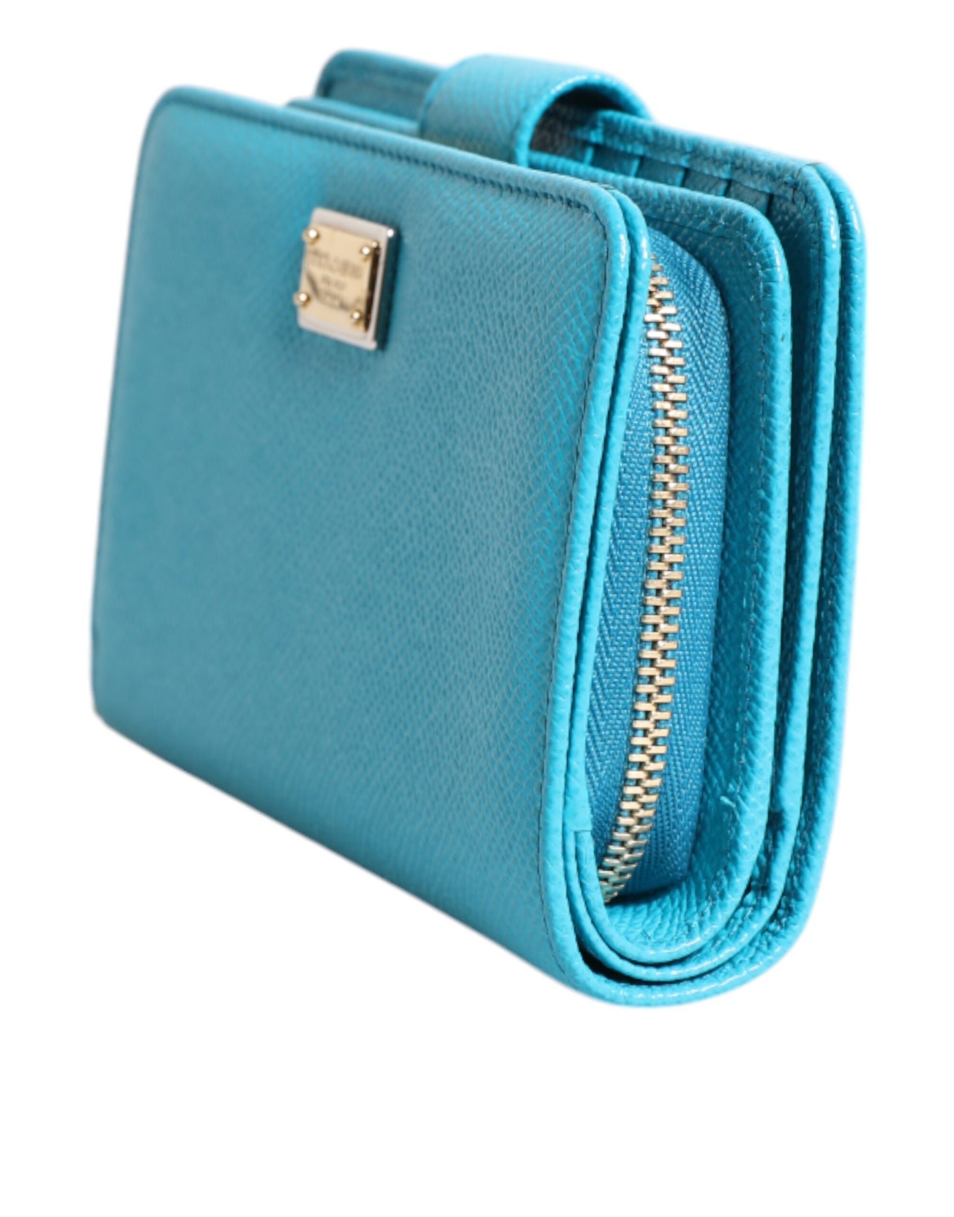 Dolce & Gabbana Light Blue Leather Bifold Continental Clutch Wallet - ClickThatClicks 