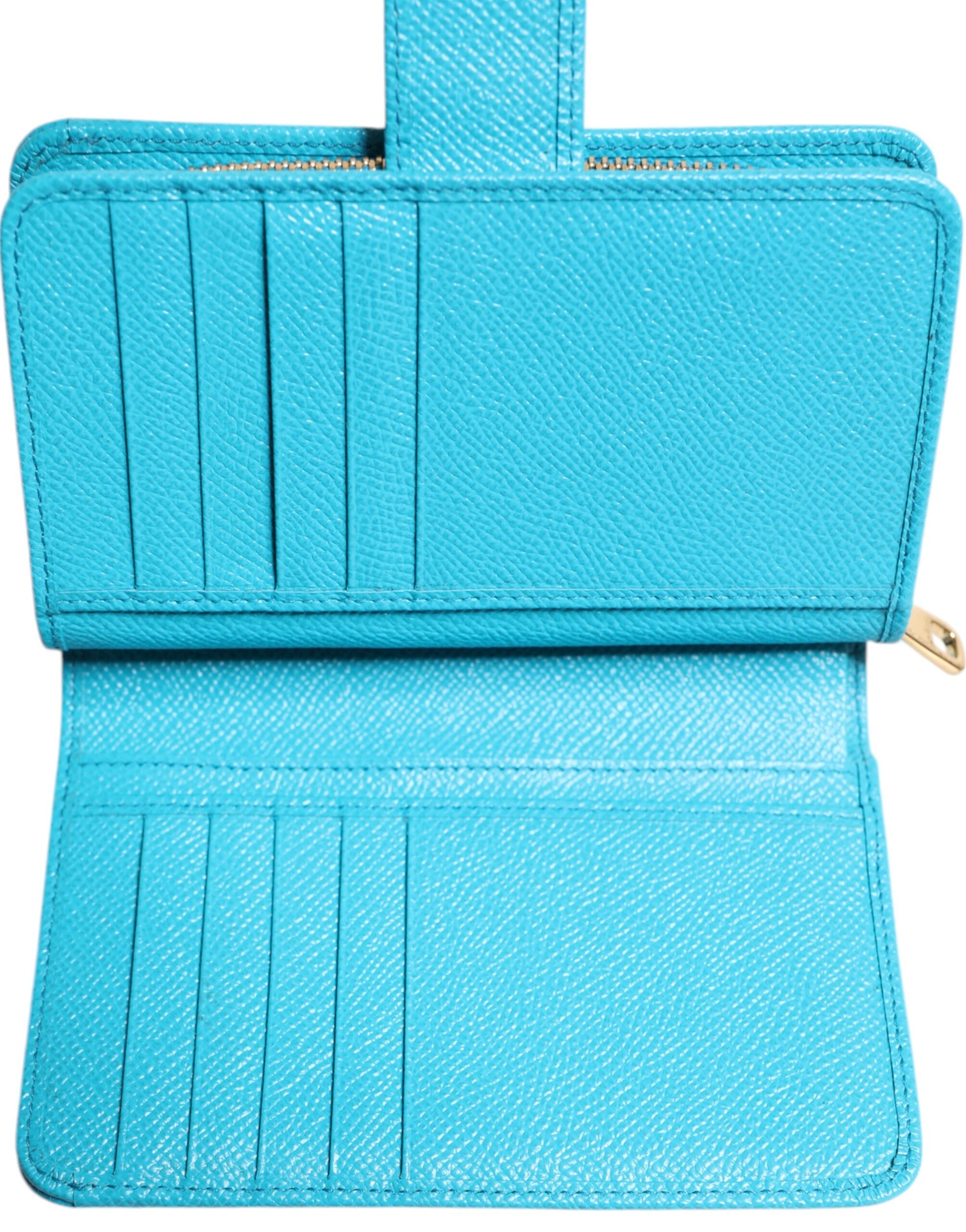 Dolce & Gabbana Light Blue Leather Bifold Continental Clutch Wallet - ClickThatClicks 
