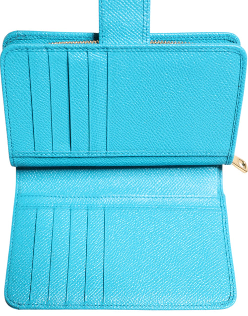 Dolce & Gabbana Light Blue Leather Bifold Continental Clutch Wallet - ClickThatClicks 