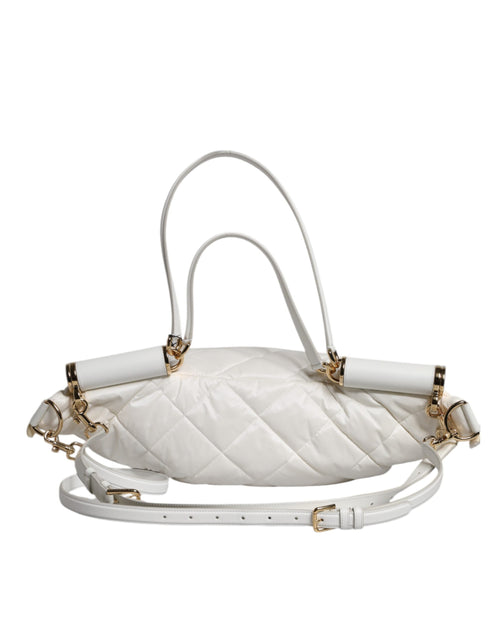 Dolce & Gabbana White Quilted Logo Plaque Belt Waist Fanny Pack Bag - ClickThatClicks 