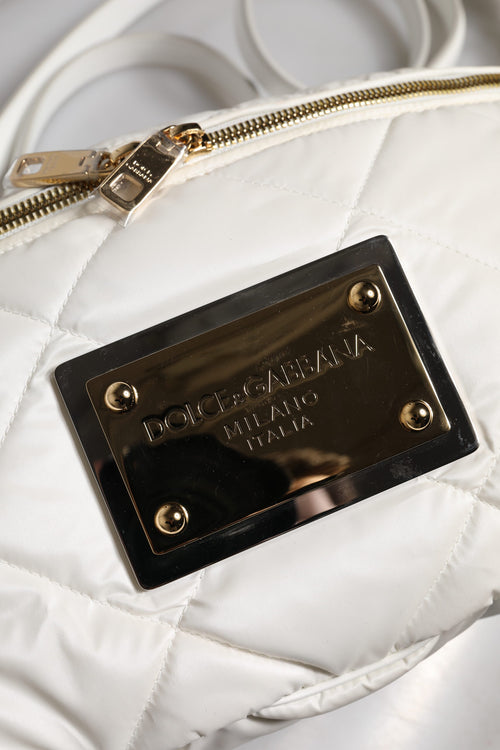 Dolce & Gabbana White Quilted Logo Plaque Belt Waist Fanny Pack Bag - ClickThatClicks 