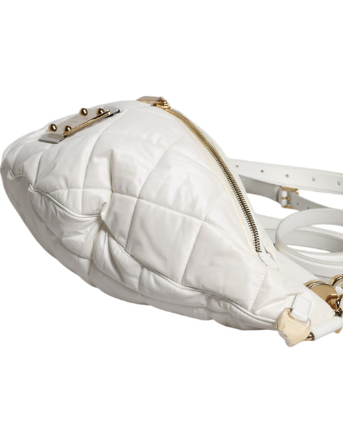 Dolce & Gabbana White Quilted Logo Plaque Belt Waist Fanny Pack Bag - ClickThatClicks 